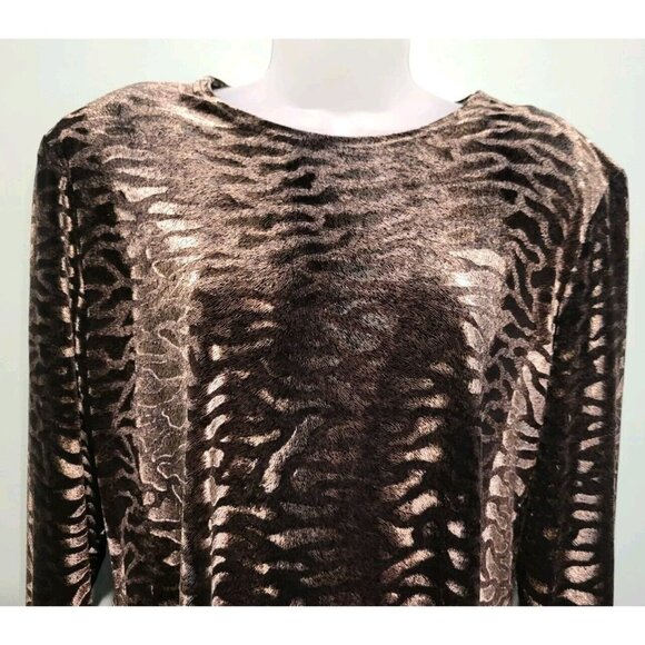Vtg Ronni Nicole Black Metallic Burnout Velvet Animal Print Swing Dress Sz 14 - Picture 2 of 6